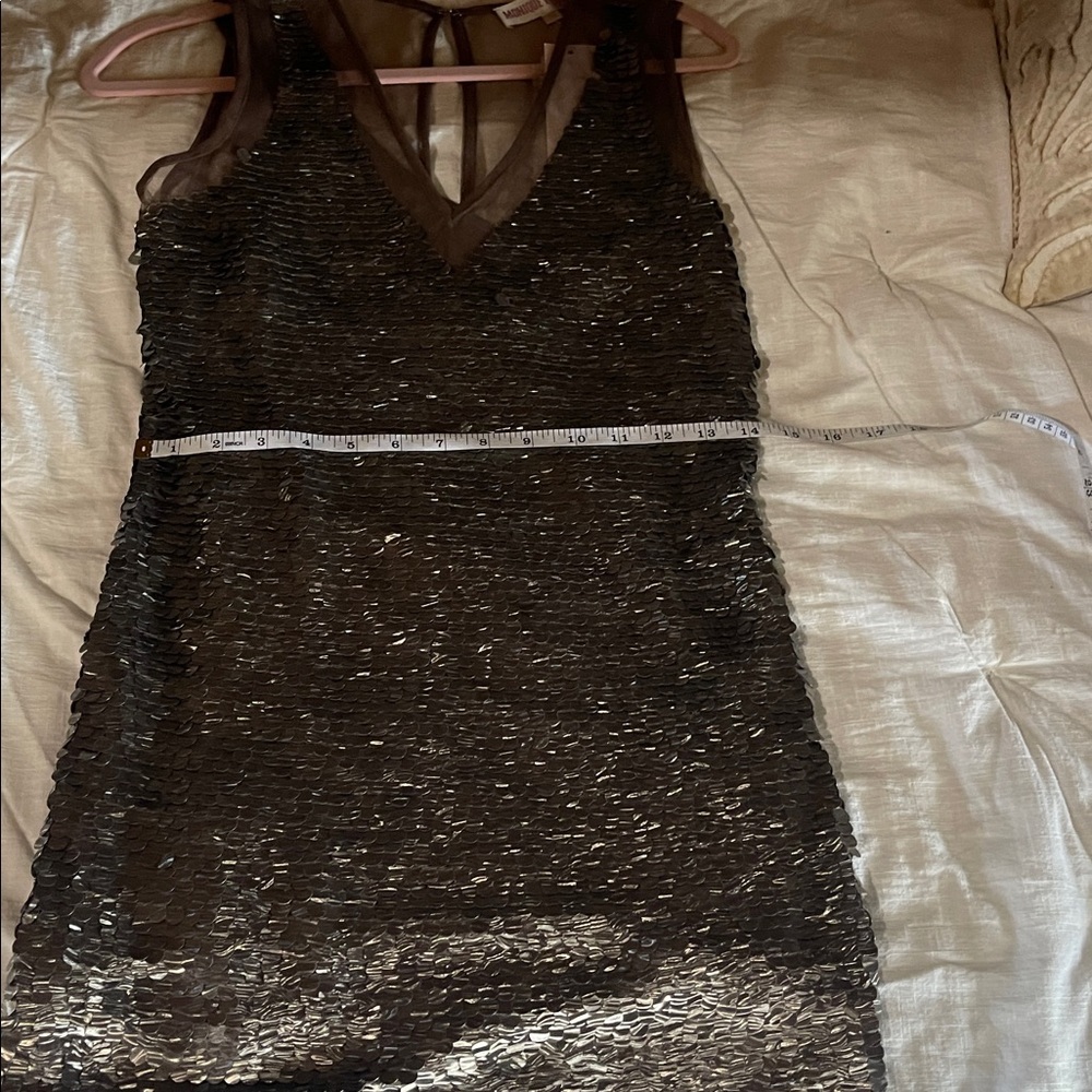 Monique Leshman Lolita Mesh Sequin Brown Jersey Dress NWT Luxury Y2K Deadstock - Picture 14 of 15